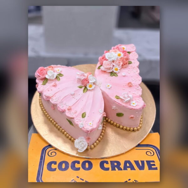 Pink Butterfly Shaped Floral Cake in Lahore — delivered in Lahore