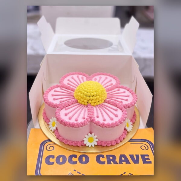 Pink Daisy Shaped Birthday Cake in Lahore — delivered in Sabzazar, Lahore