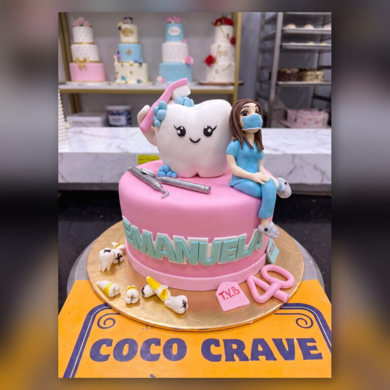 Pink Dentist Cake with Tooth and Nurse in Lahore