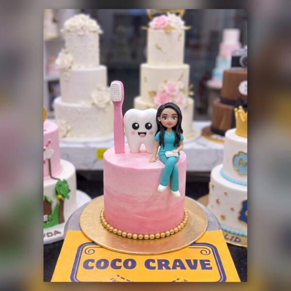 Pink Dentist Cake with Tooth and Toothbrush in Lahore — delivered in Lahore