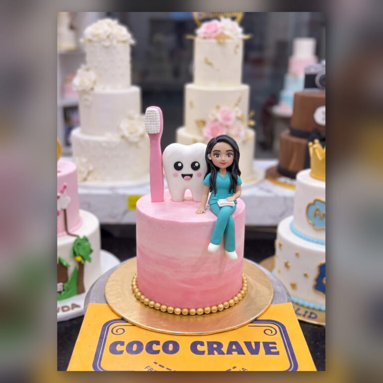 Pink Dentist Cake with Tooth and Toothbrush in Lahore