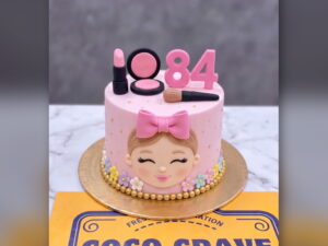 Pink Doll Face Makeup Cake in Lahore