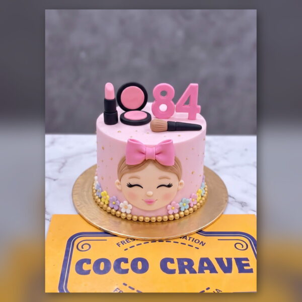 Pink Doll Face Makeup Cake in Lahore — delivered in Lahore