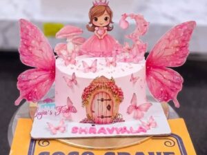 Pink Fairy Door Cake with Wings in Lahore