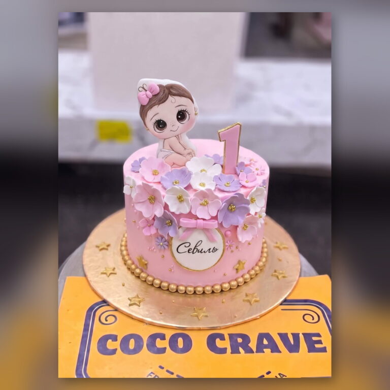 Pink Floral First Birthday Cake in Lahore