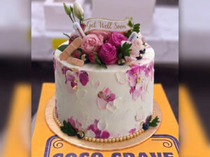 Pink Floral Get Well Soon Cake in Lahore