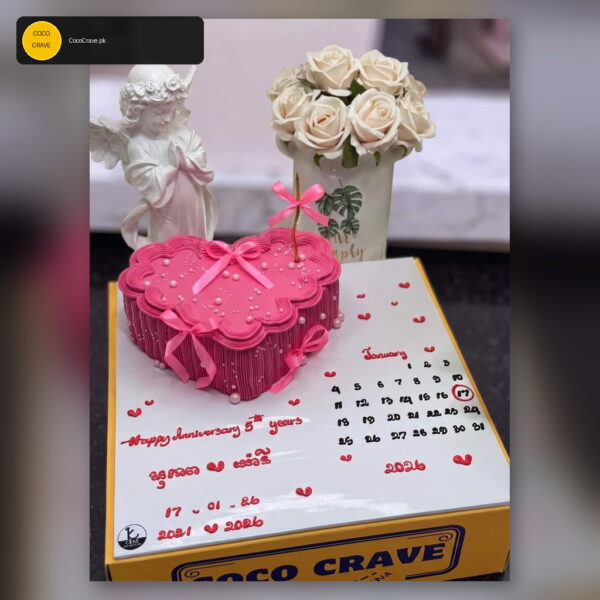 Pink Heart Anniversary Cake in Lahore — delivered in Lahore