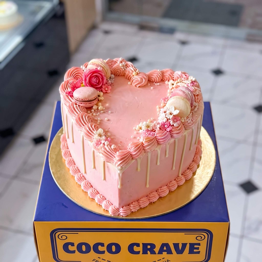 Pink Heart Floral Birthday Cake in Lahore Pink Heart Floral Birthday Cake in Lahore — CocoCrave Lahore
