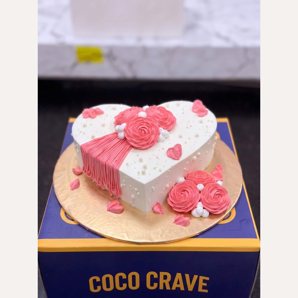 Pink Heart Fringe Cake with Roses in Lahore Pink Heart Fringe Cake with Roses in Lahore — CocoCrave Lahore