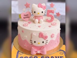 Pink Hello Kitty Fifth Birthday Cake in Lahore