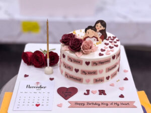 Pink Medical Couple Heart Cake in Lahore