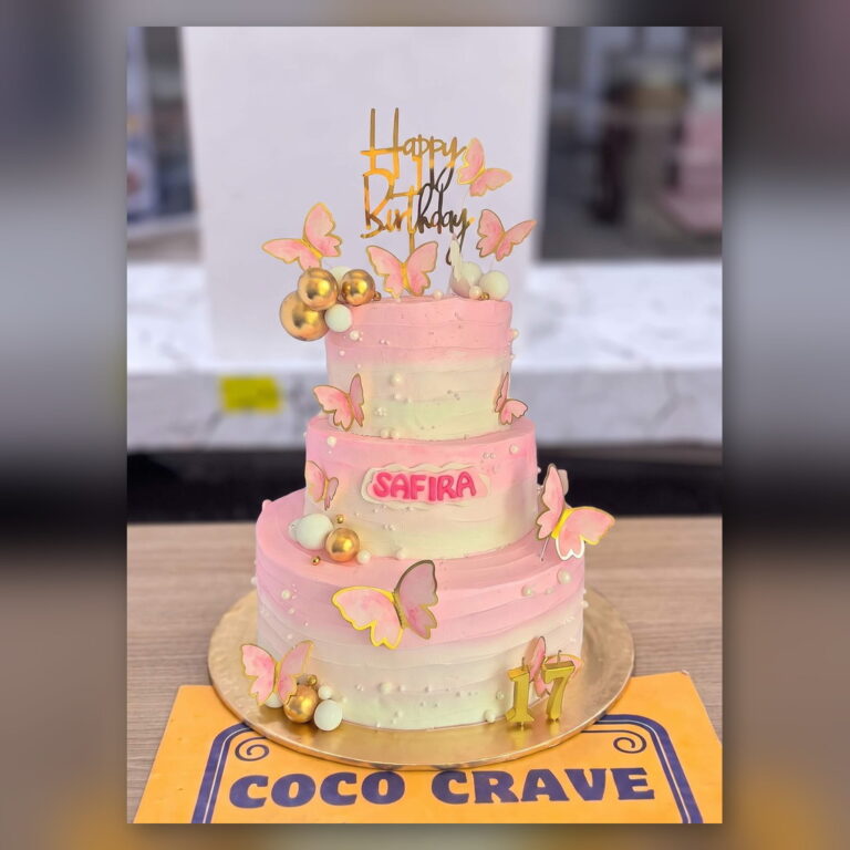 Pink Ombre Butterfly Cake in Lahore