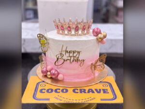Pink Ombre Butterfly Crown Cake in Lahore