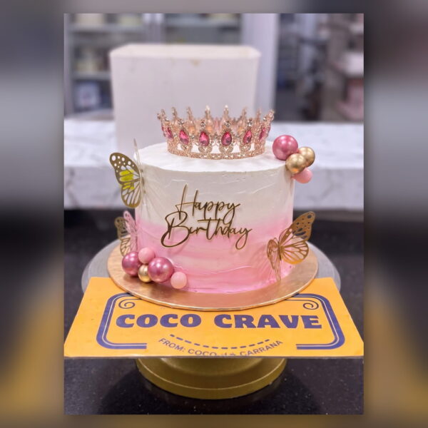 Pink Ombre Butterfly Crown Cake in Lahore — delivered in Eme Society, Lahore