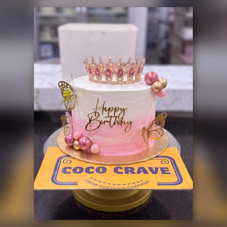 Pink Ombre Butterfly Crown Cake in Lahore