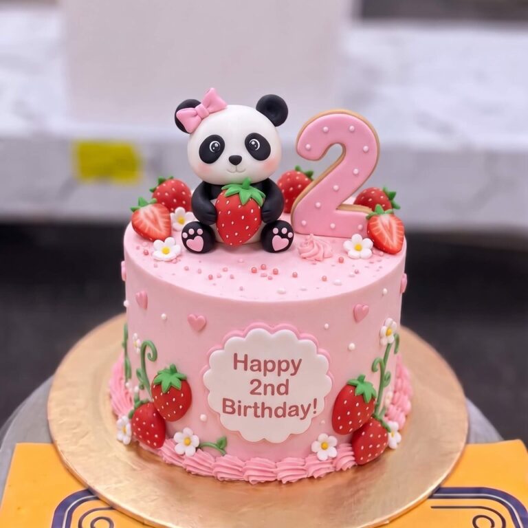 Pink Panda 2nd Birthday Cake in Lahore