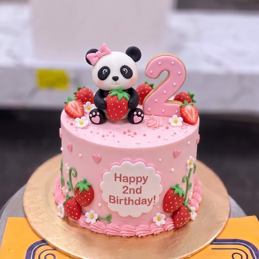 Pink Panda 2nd Birthday Cake in Lahore — CocoCrave.pk Pink Panda 2nd Birthday Cake in Lahore by CocoCrave.pk — single tier panda cake in Pink