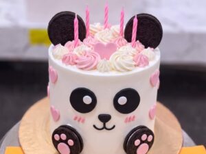 Pink Panda Face Birthday Cake in Lahore