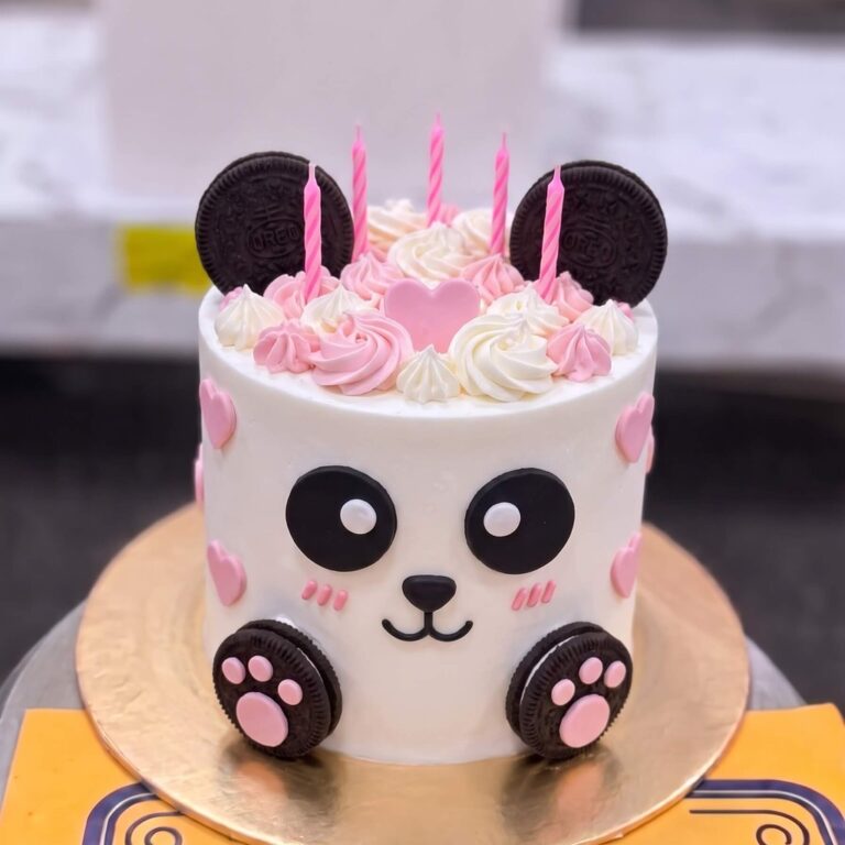 Pink Panda Face Birthday Cake in Lahore