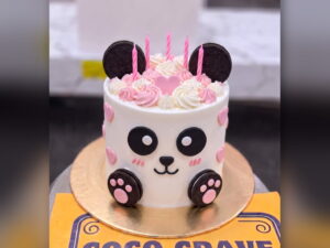 Pink Panda Face Birthday Cake in Lahore