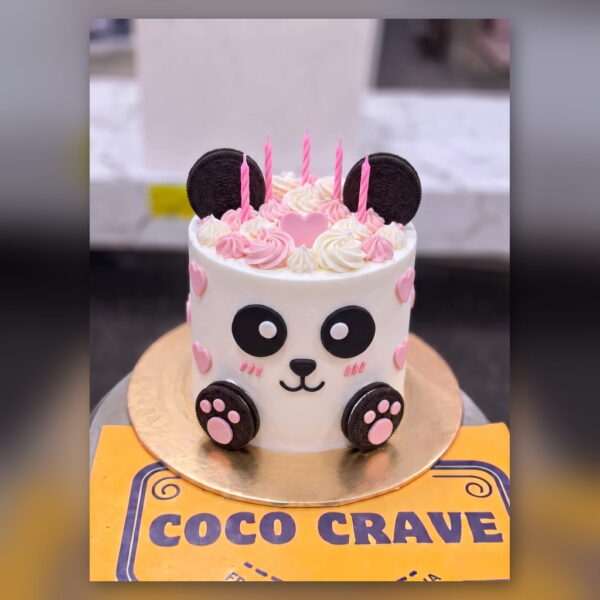 Pink Panda Face Birthday Cake in Lahore — delivered in Lake City, Lahore