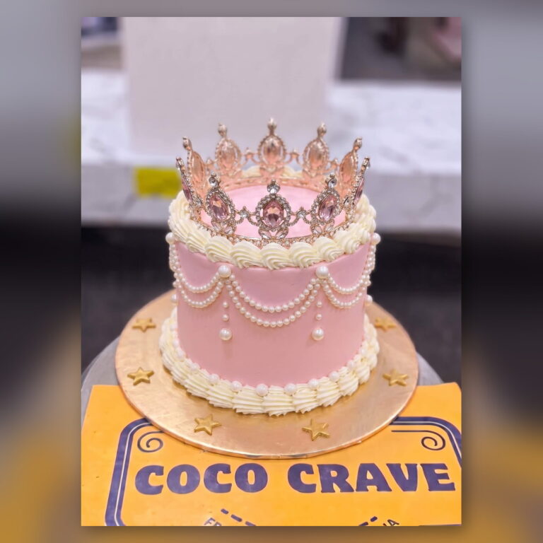 Pink Pearl Drape Crown Cake in Lahore