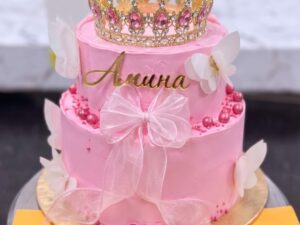 Pink Princess Crown Cake in Lahore