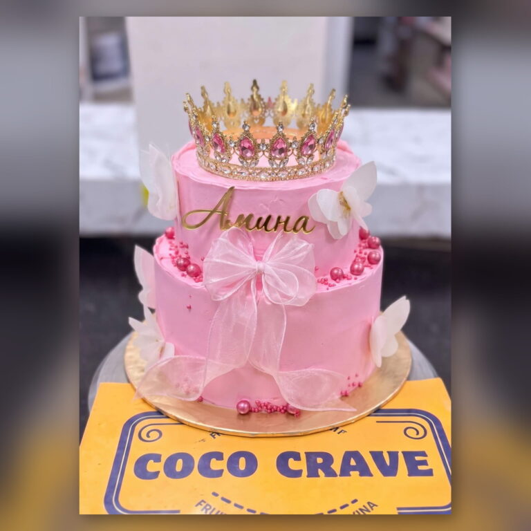 Pink Princess Crown Cake in Lahore