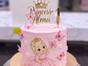 Pink Princess First Birthday Cake in Lahore
