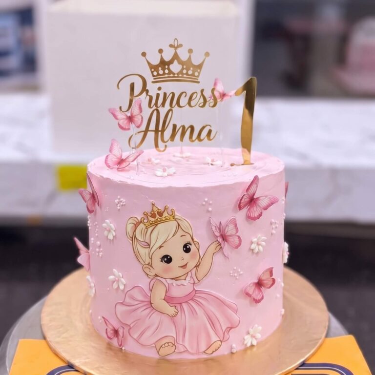 Pink Princess First Birthday Cake in Lahore