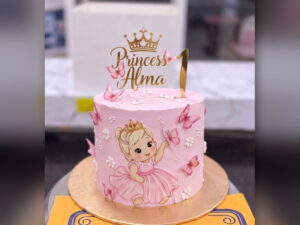 Pink Princess First Birthday Cake in Lahore