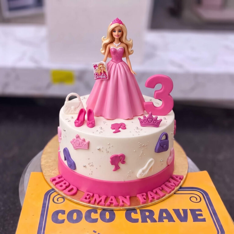 Pink Princess Third Birthday Cake in Lahore