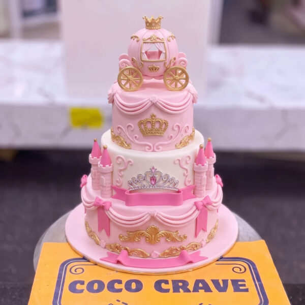 Pink Princess Three Tier Birthday Cake in Lahore — delivered in Lahore