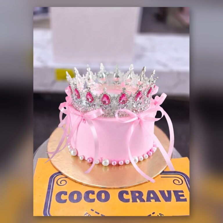 Pink Ribbon Tiara Crown Cake in Lahore