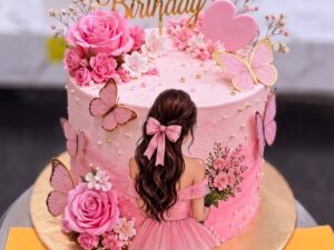 Pink Rose Birthday Cake for Girls in Lahore
