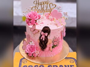 Pink Rose Birthday Cake for Girls in Lahore