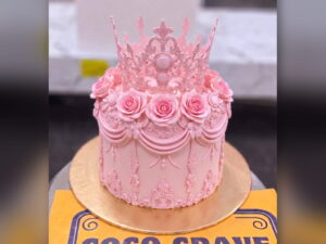 Pink Rose Tiara Crown Cake in Lahore