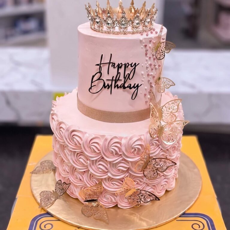 Pink Rosette Crown Cake in Lahore