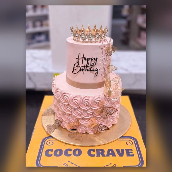 Pink Rosette Crown Cake in Lahore — delivered in Lahore