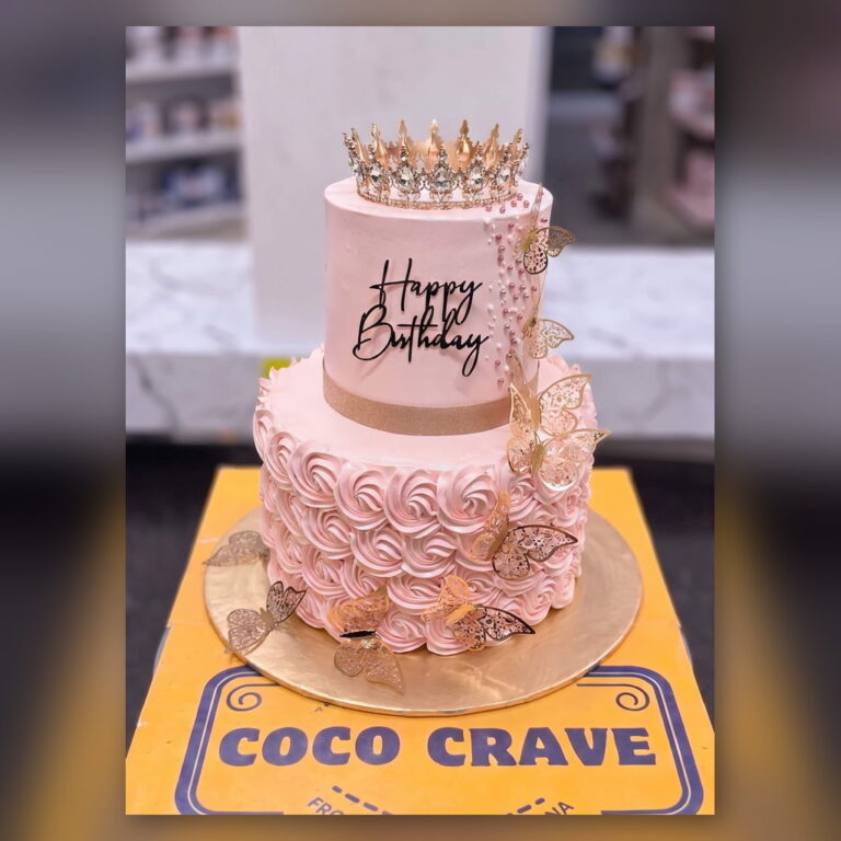 Pink Rosette Crown Cake in Lahore