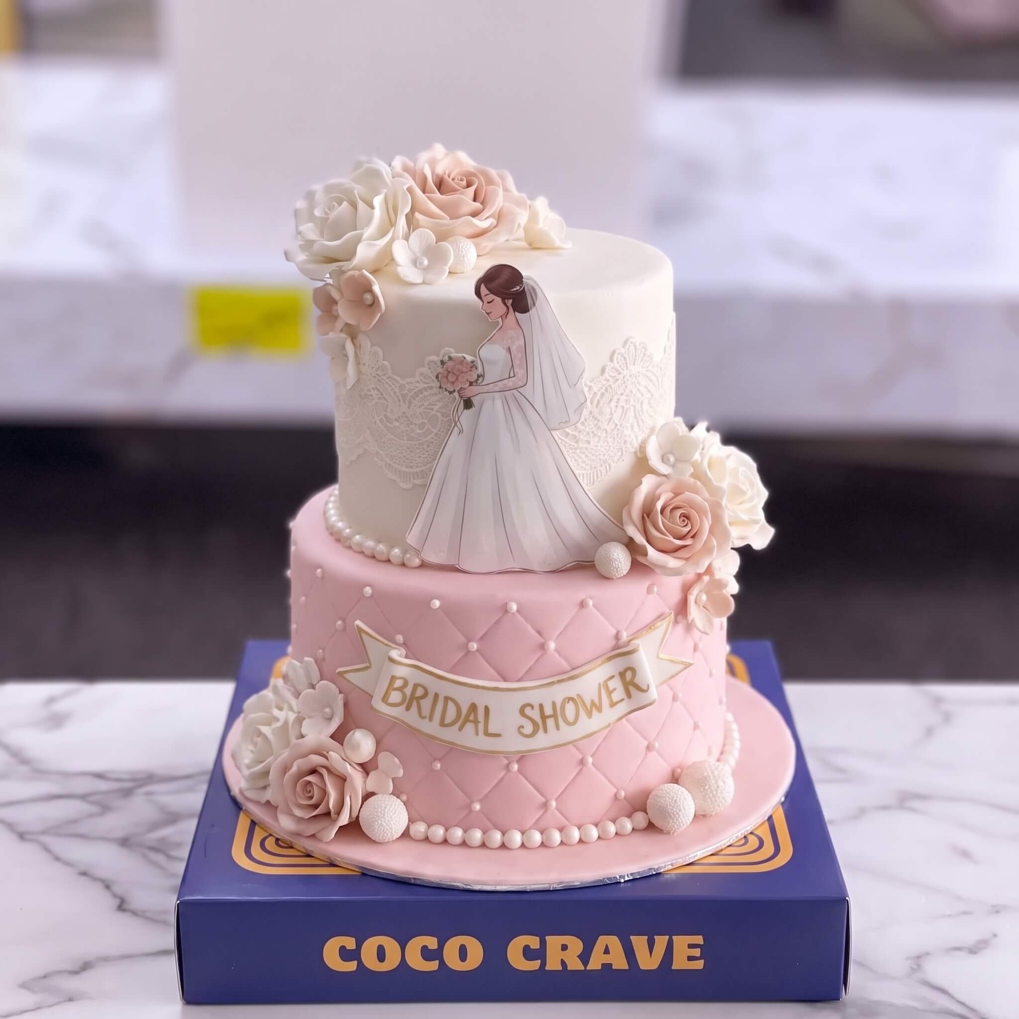 Pink Ruffle Bride Figurine Cake in Lahore Pink Ruffle Bride Figurine Cake in Lahore — CocoCrave Lahore