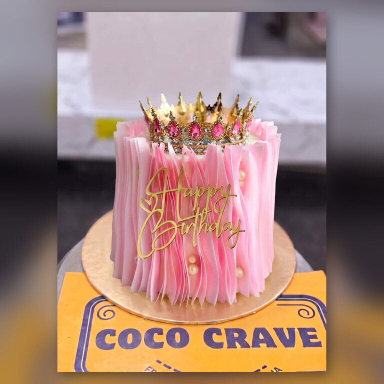 Pink Ruffle Crown Cake in Lahore