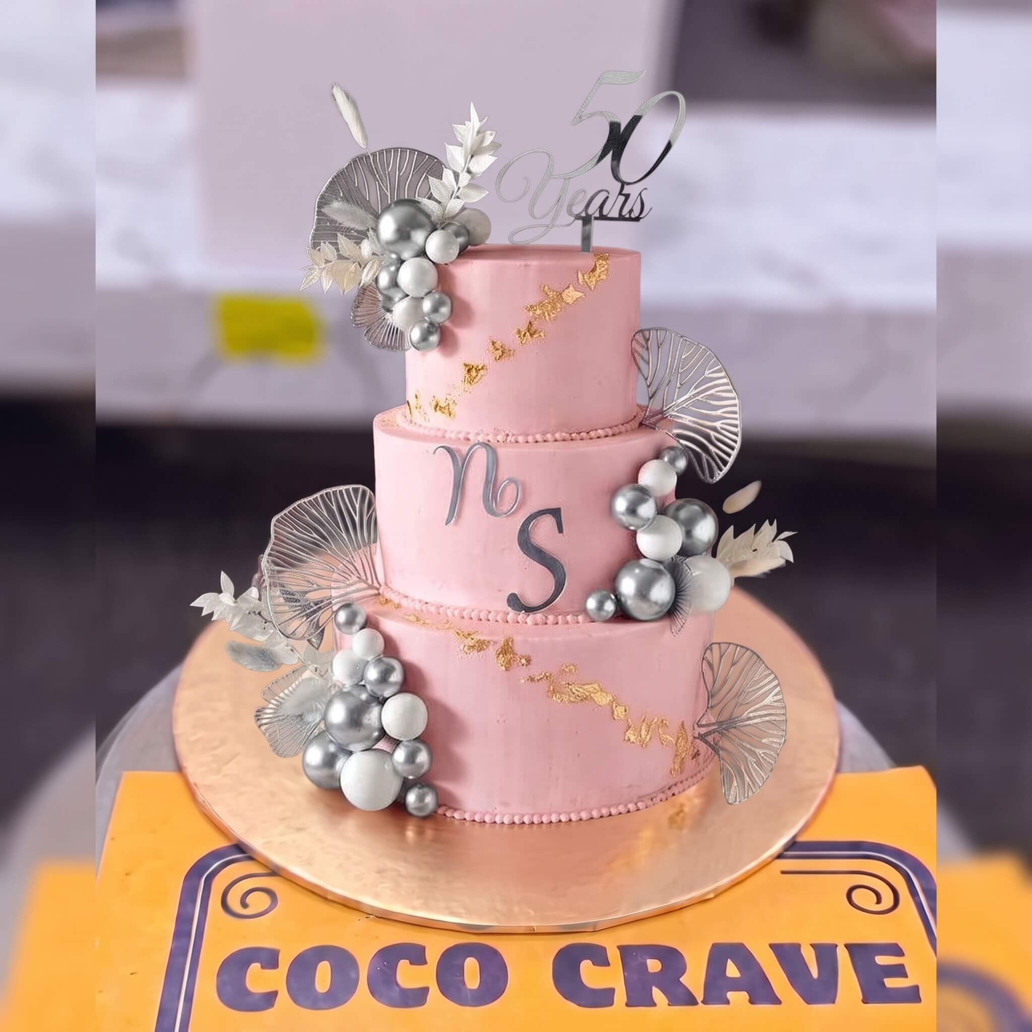 Pink Silver Two Tier Mr and Mrs Cake in Lahore Pink Silver Two Tier Mr and Mrs Cake in Lahore — CocoCrave Lahore