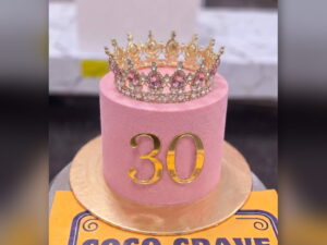 Pink Thirty Crown Cake in Lahore — CocoCrave.pk Lahore