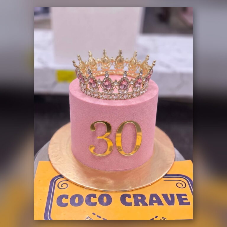 Pink Thirty Crown Cake in Lahore