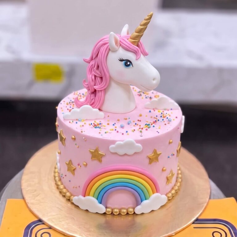 Pink Unicorn Rainbow Birthday Cake in Lahore