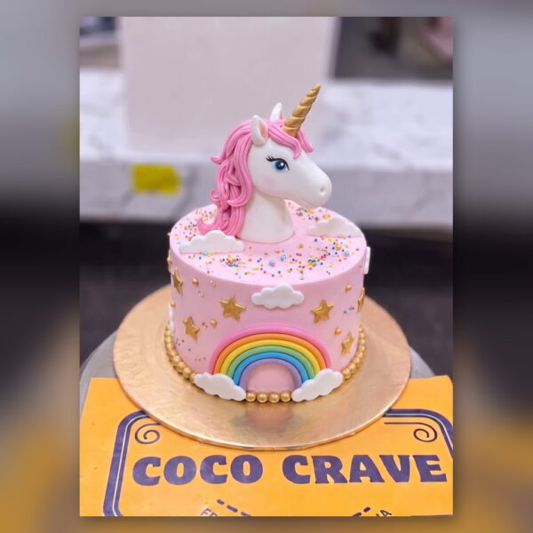 Pink Unicorn Rainbow Birthday Cake in Lahore — delivered in Eme Society, Lahore