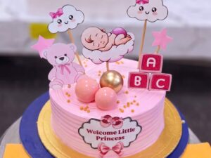 Pink Welcome Baby Princess Cake in Lahore