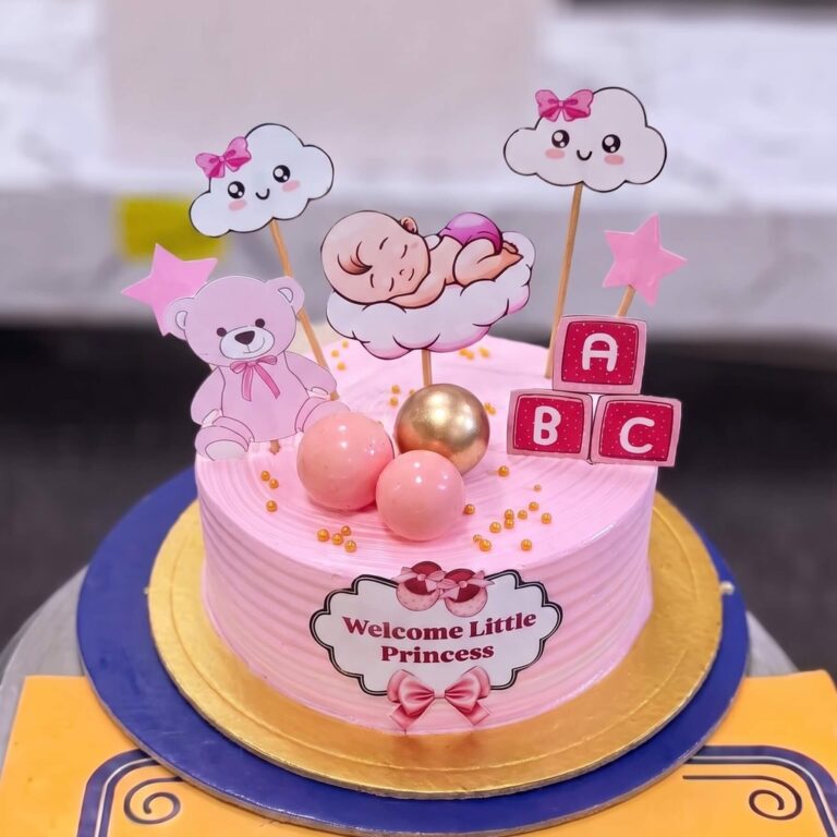 Pink Welcome Baby Princess Cake in Lahore