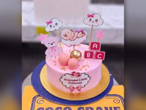Pink Welcome Baby Princess Cake in Lahore